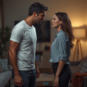 un cuplu format din doi tineri care se cearta pentru ca partenerul a fost infidel